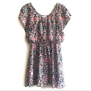 Bar III Puff Sleeves Blouson Dress Size XS Boho Feminine Dark Floral Ditsy Print